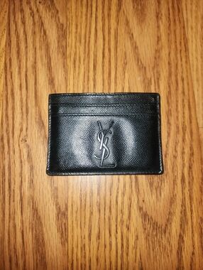 Yves Saint Laurent Monogram Card Case Black Leather YSL Card Holder